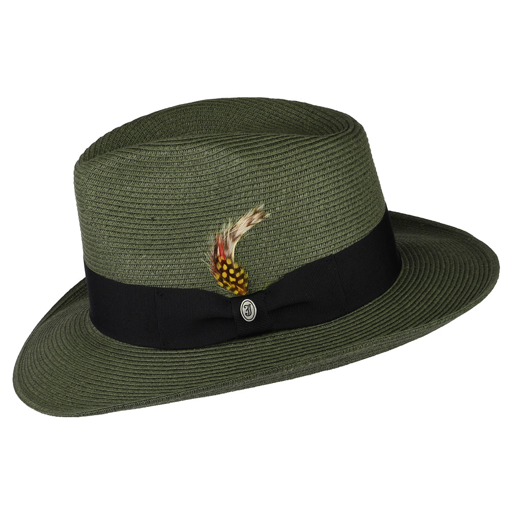 Olive Summer C-Crown Straw Fedora Hat - Image 2