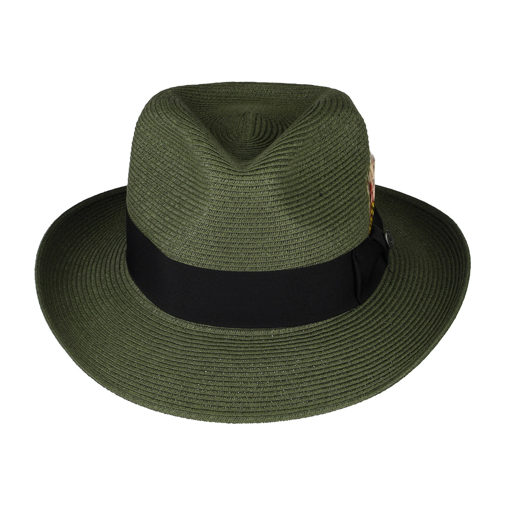 Olive Summer C-Crown Straw Fedora Hat - Image 3