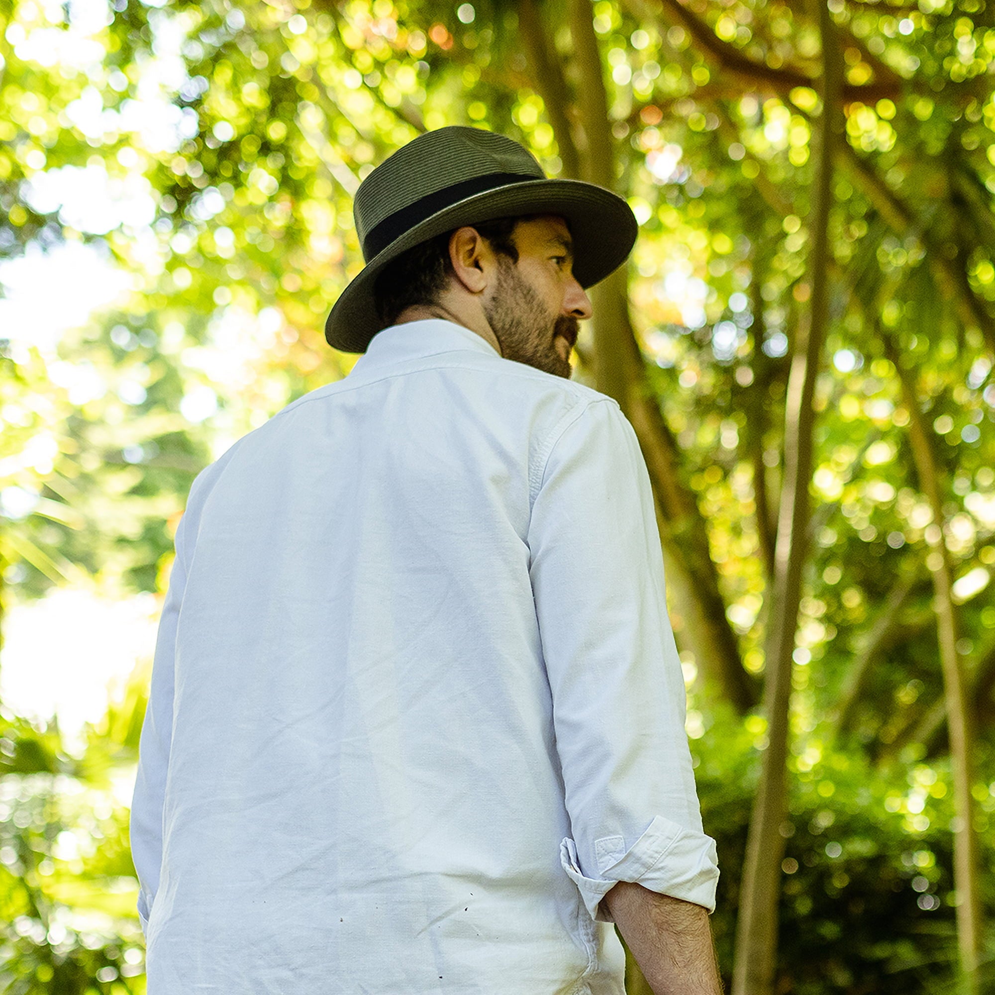 Olive Summer C-Crown Straw Fedora Hat - Image 6