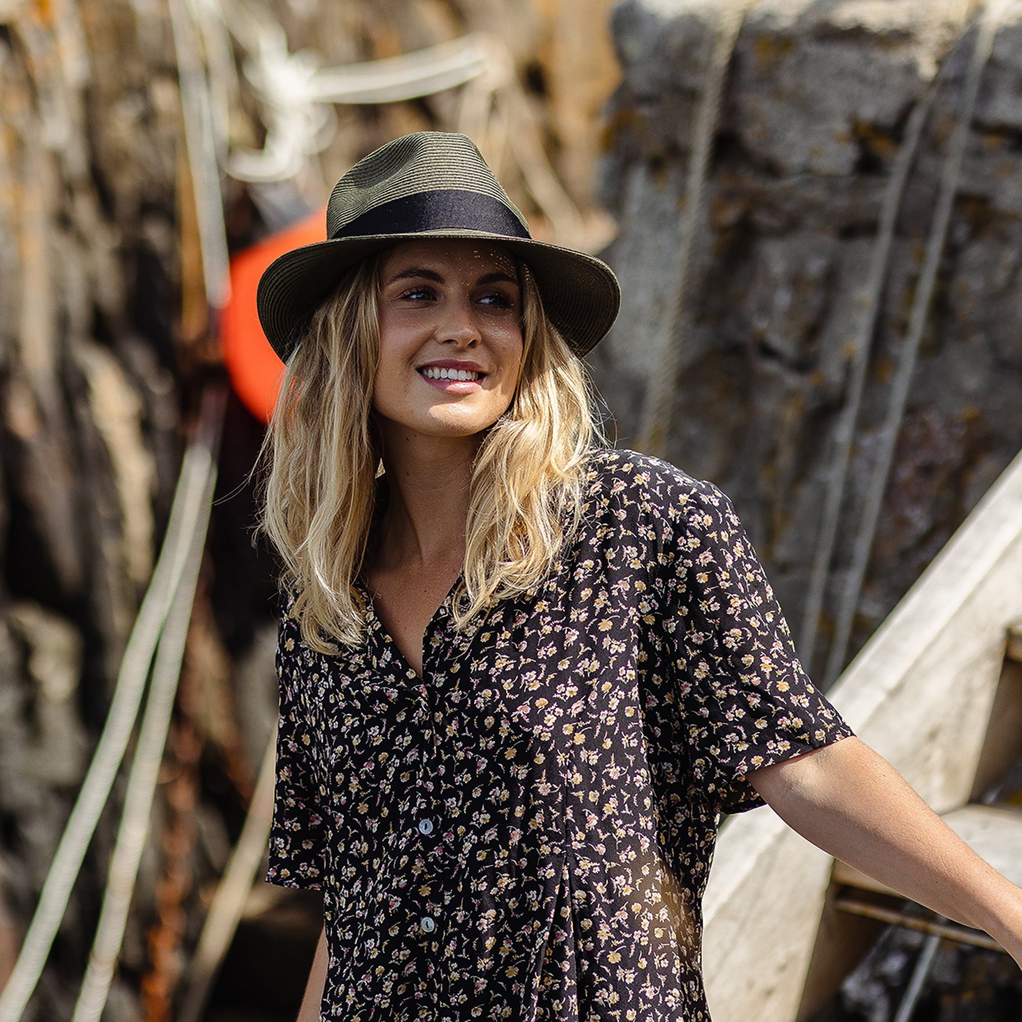 Olive Summer C-Crown Straw Fedora Hat - Image 7