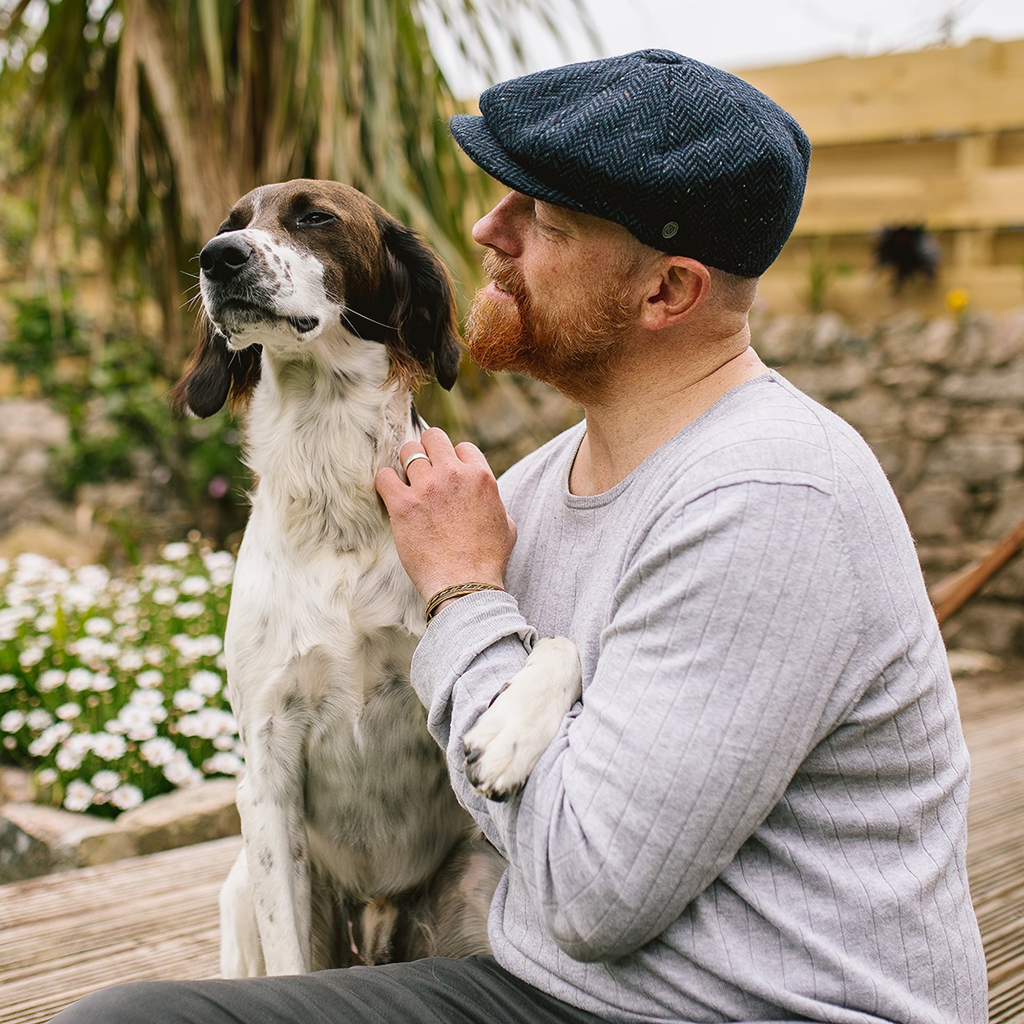 Navy Blue Wool Blend Newsboy Cap - Image 4