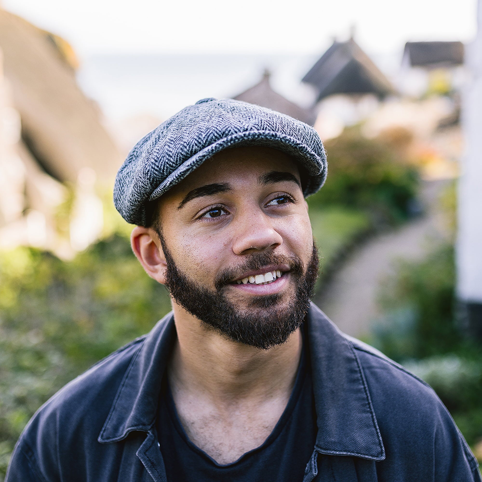 Black-Grey Pure New Wool Newsboy Cap - Image 4