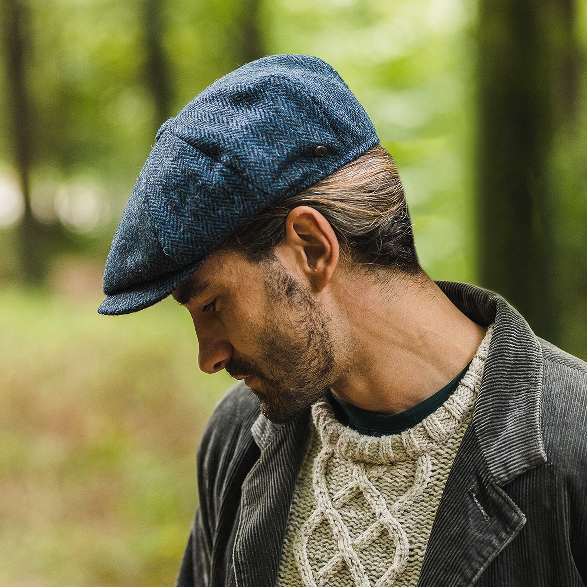 Blue-Black Pure New Wool Newsboy Cap - Image 4
