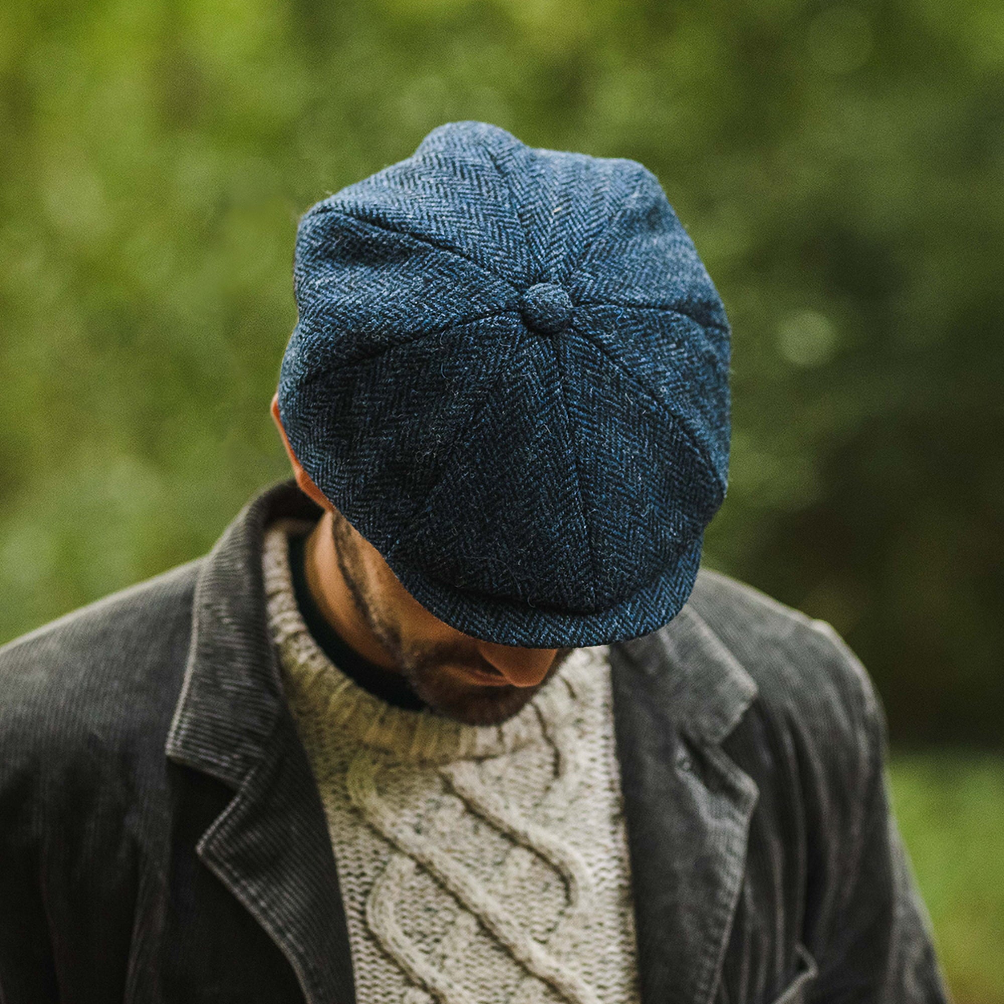 Blue-Black Pure New Wool Newsboy Cap - Image 5