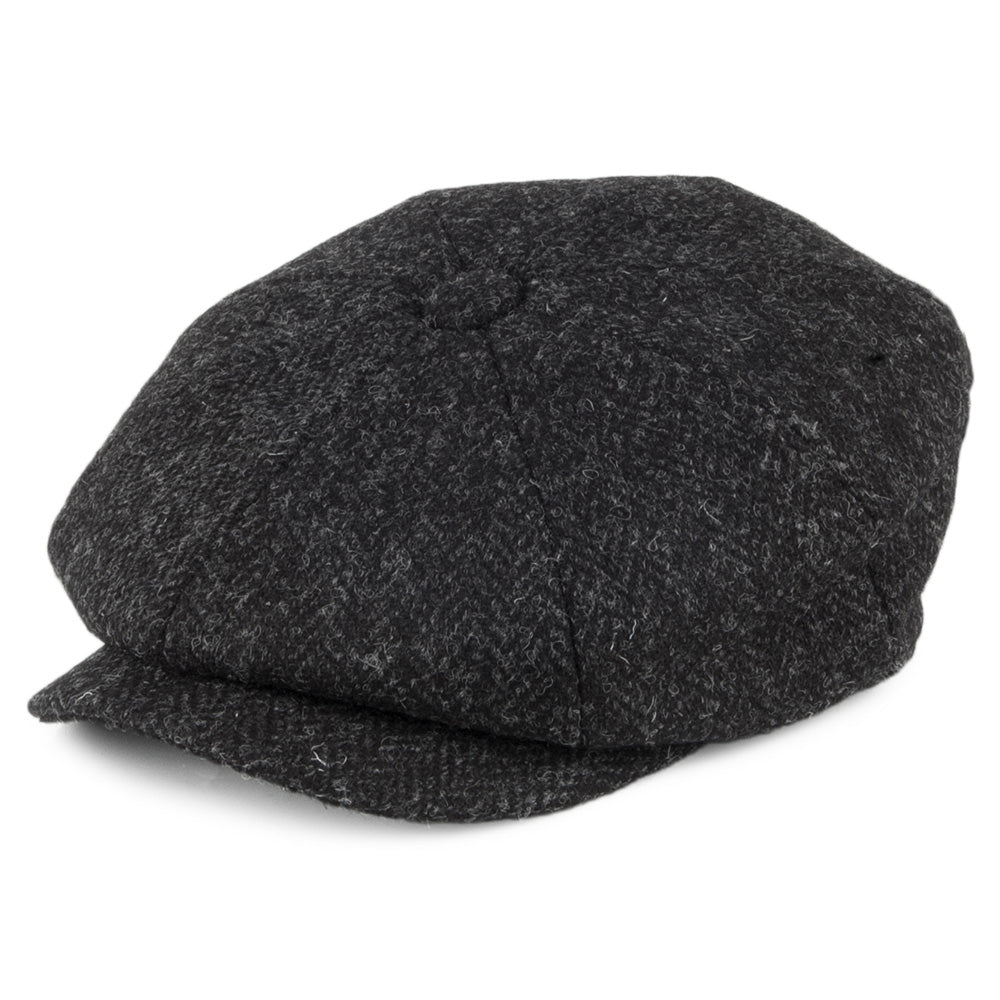 Black-Charcoal Pure New Wool Newsboy Cap