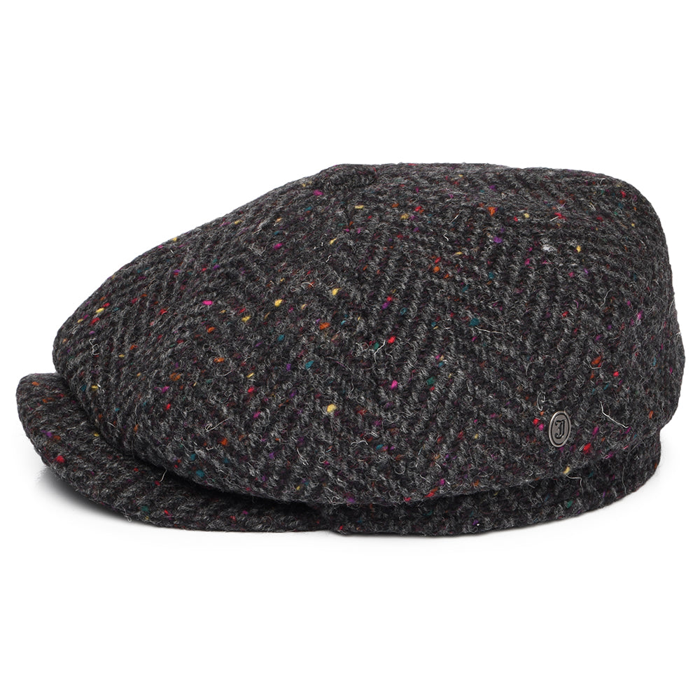 Charcoal-Multi Heavyweight Donegal Tweed Herringbone Newsboy Cap - Image 3