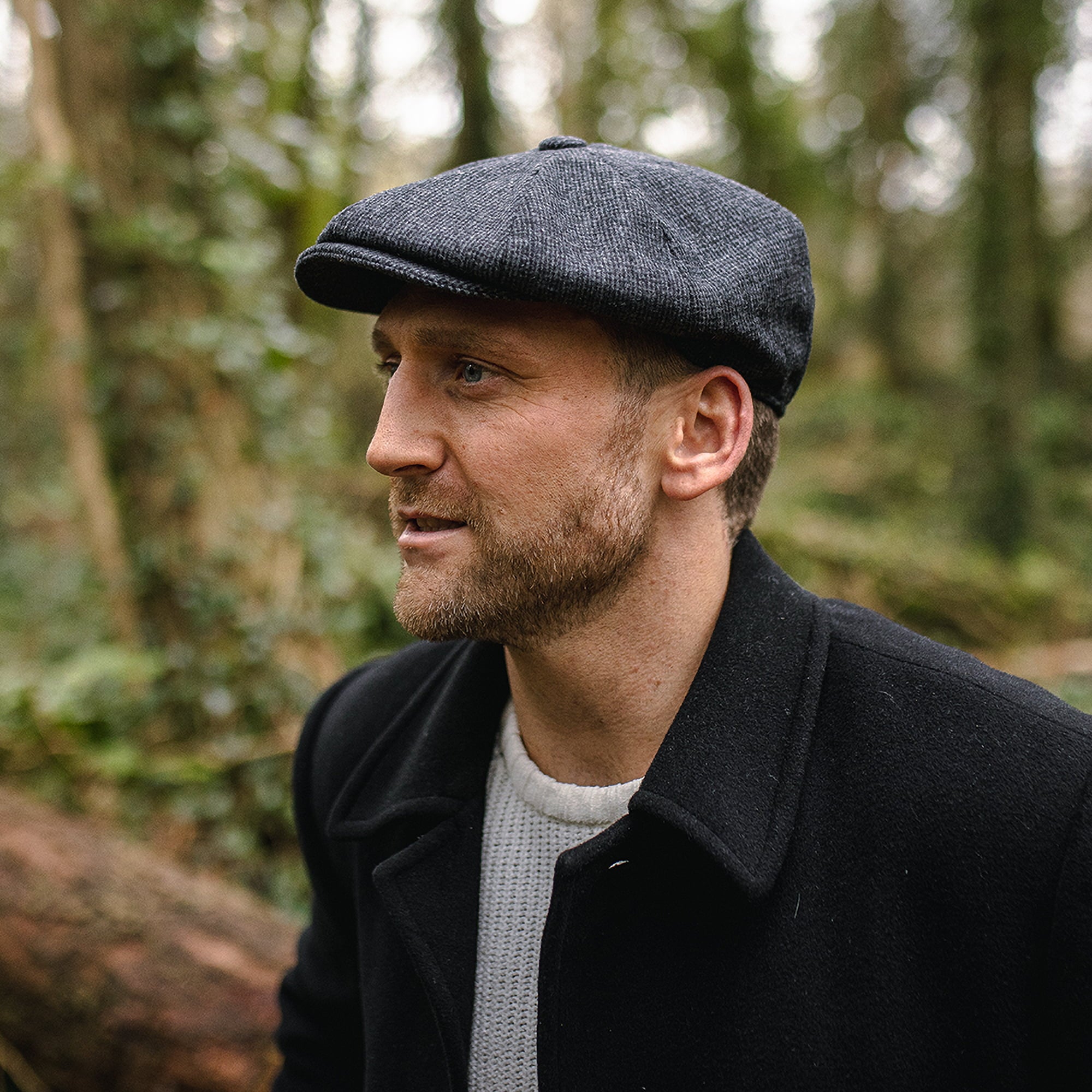 Charcoal Wool Blend Newsboy Cap - Image 4