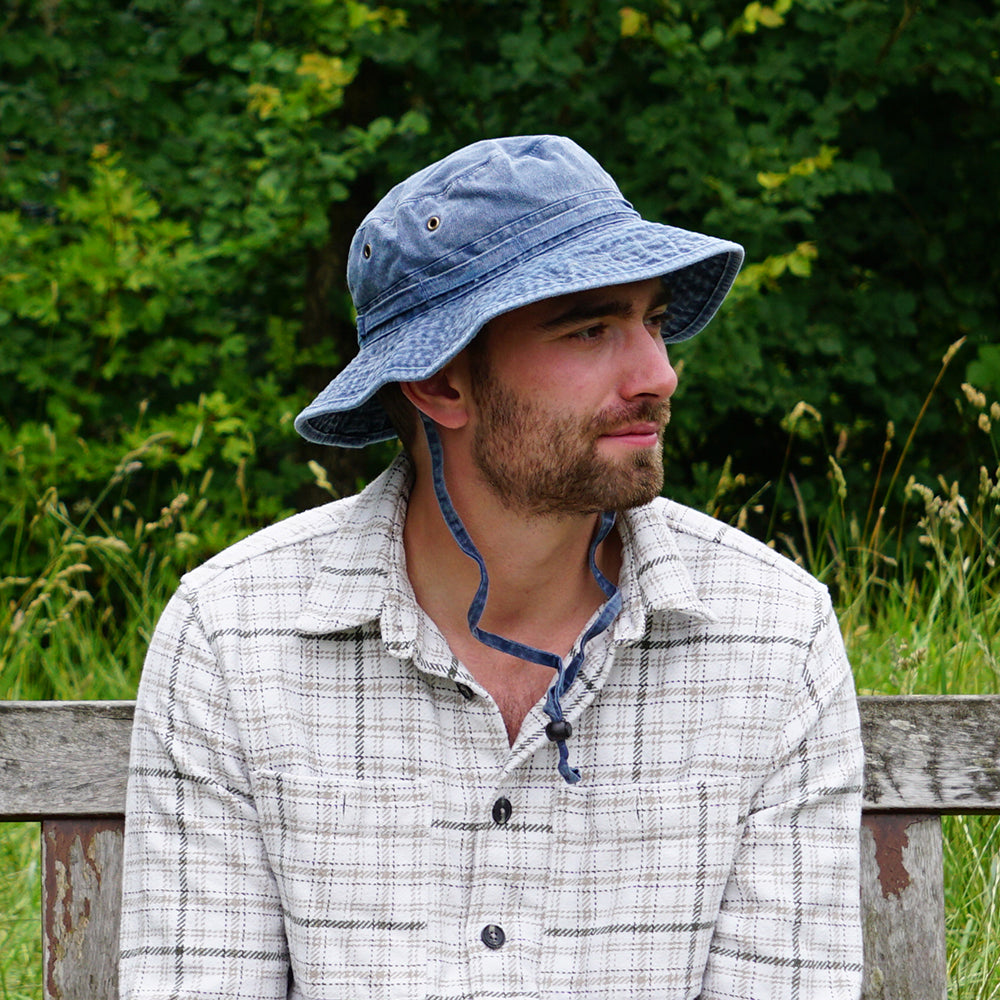 Navy Blue Packable Cotton Boonie Hat - Image 3