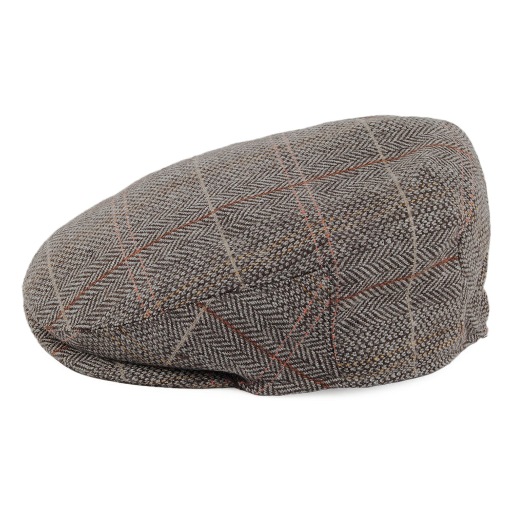 Brown-Grey Kids Tweed Flat Cap - Image 2