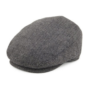 Grey Kids Herringbone Flat Cap
