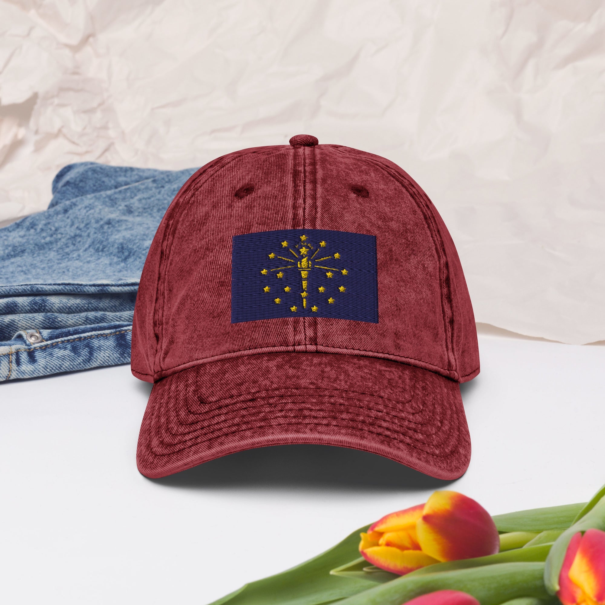 Indiana Flag Vintage Cotton Twill Cap