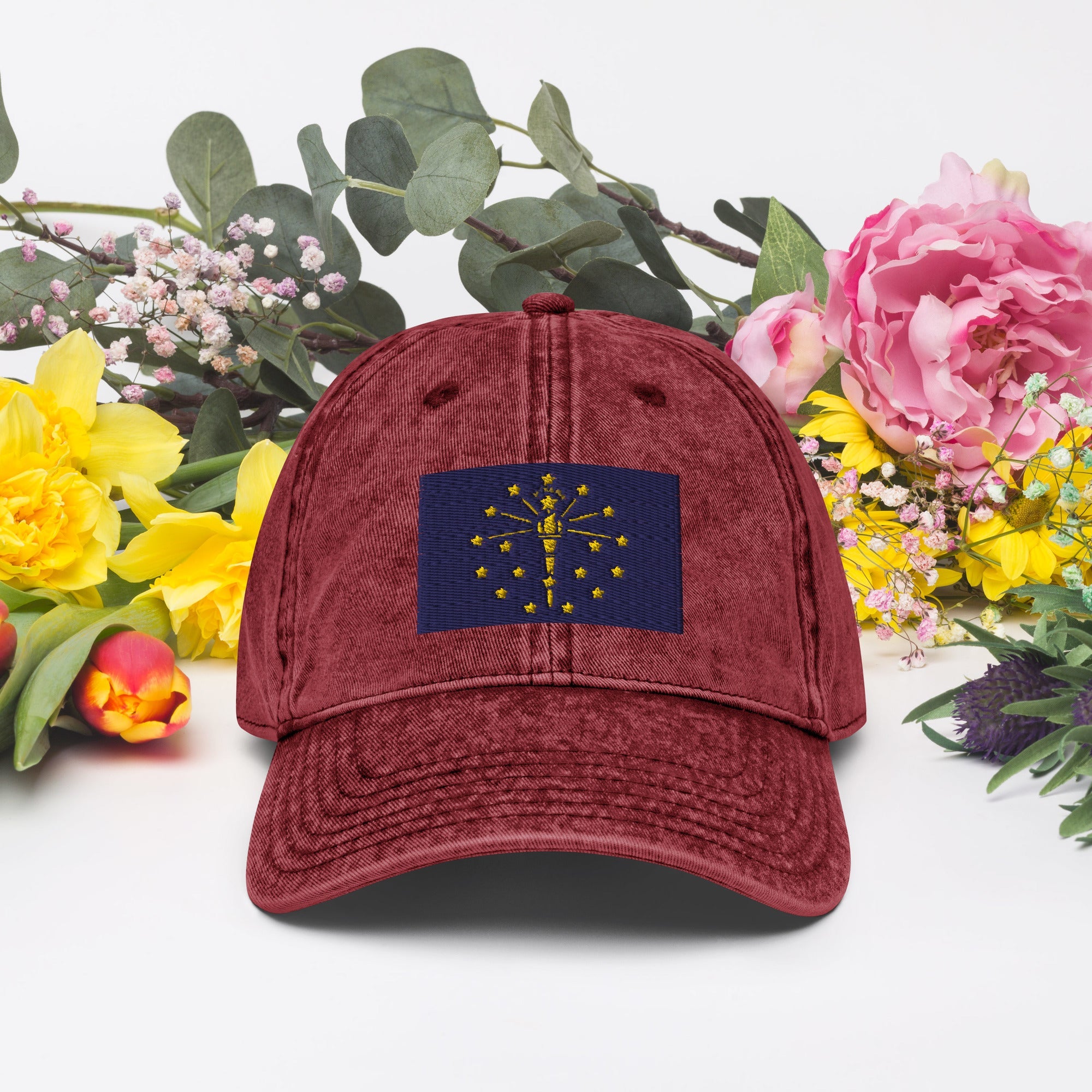 Indiana Flag Vintage Cotton Twill Cap